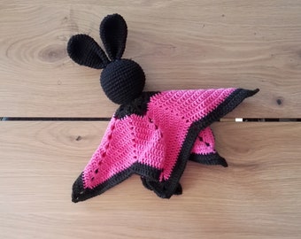 Crochet security blanket - bunny - rabbit - lovey - toddler toy - snuggle - newborn - safety blanket - pink lovey - woodland - baby toy