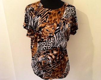 Vintage ANIMAL PRINT jersey top
