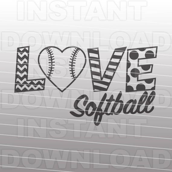 Download Love Softball SVG File Softball Heart SVG File Commercial