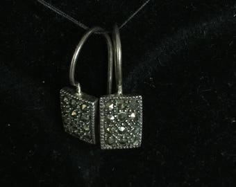 Vintage Sterling silver rectangular earrings