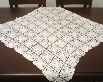 Set of 3 White Crochet Doilies Tablecloths. Free Shipping
