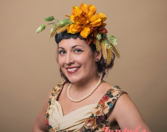 Amber Wheat Hops Fascinator Beerfest Autumn Germanfest Fall Hatinator Beer Headdress Oktoberfest Lager Headdress Bar Stout IPA Microbrew
