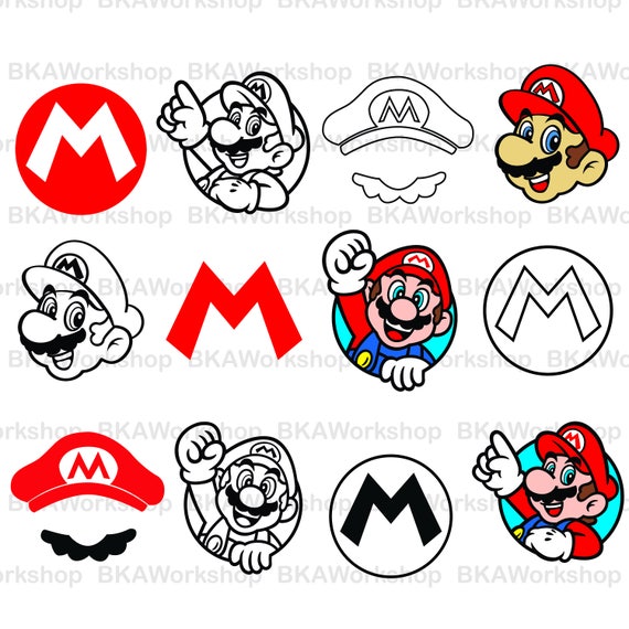 Super mario svg Super mario stencil Supermario logo Head