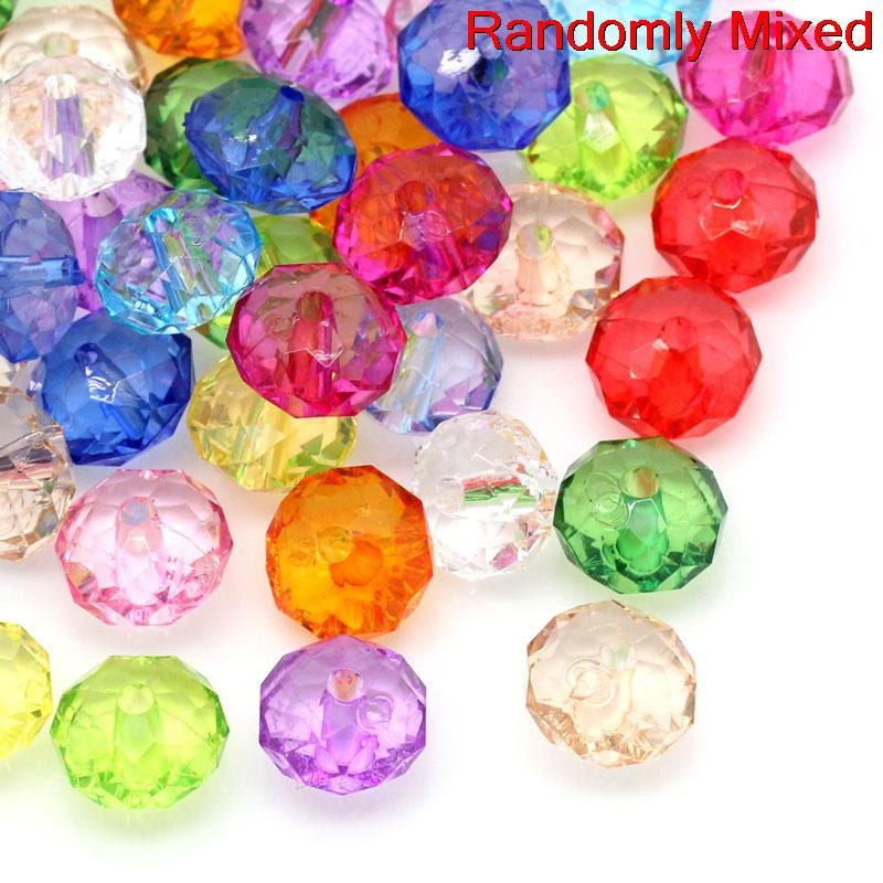 100 pcs Rondelle Faceted Oval Flat Acrylic Beads - 19mm x 13mm ...