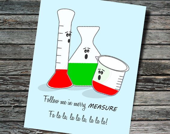 Merry Measure Nerdy Beaker Christmas / Holiday Card Biology