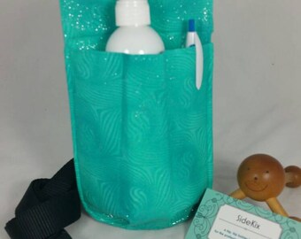 Massage therapy WIDE single lotion bottle or cream tube hip holster, Sparkly Mermaid, black belt
