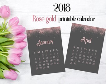 Rose gold calendar | Etsy