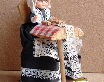 Vintage Lace Maker Doll Souvenir From Brugge Belgium Bruges Bobbin Lace