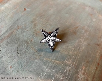 baphomet goat head pentagram lapel pin button brooch black dark star pendant goat head occult witch wiccan goth