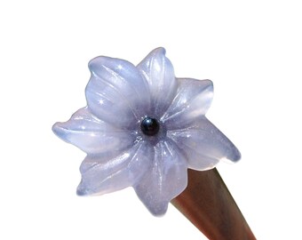 Hair stick, Geisha Hair Sticks, Hairpin, Flower, Floral, Blue chalcedony flower, Haarstab, Wood, stone, Hair Accessories Handmade MariyaArts