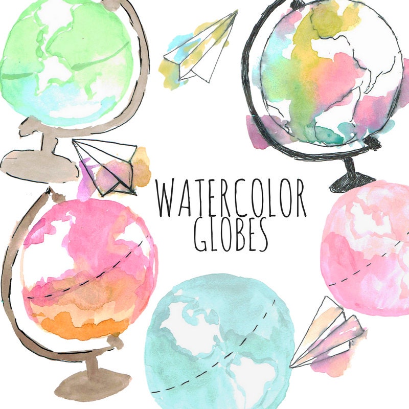Watercolor Clipart Globe Object Travel Watercolor Clipart Globe Object Travel