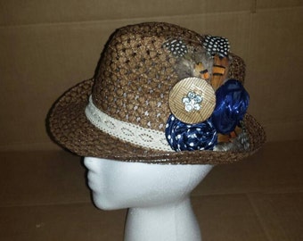 Women's Straw Fedora. MARKED DOWN!
