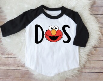 Elmo birthday shirt, dos birthday shirt, spanish elmo, 2nd birthday spanish, baby boy birthday, elmo birthday party, elmo theme shirts