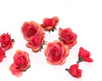 12 Tiny Ripest Peach Silk Roses - Artificial Flowers, Silk Roses PRE-ORDER