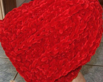Ruby Red Hat - Handmade - wool microfiber and polyester Velvet
