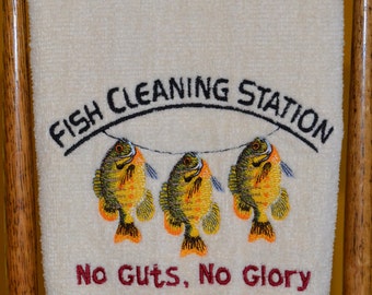 Embroidered Fishing Bathroom Hand Towel