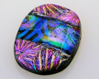 Dichroic Cabochon, Handmade Cabochon, Rectangle Cabochon, 22 mm x 29 mm, Mosaic Dichroic Tile, Glass Cab, Jewelry Cab, Decorative Tile