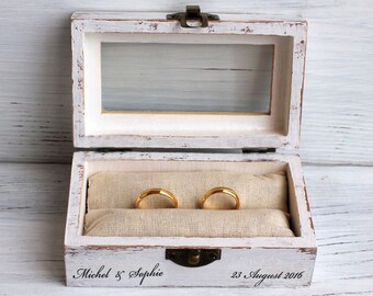 wedding ring box, decoupage box, ring bearer box, jewelry box, decoupage, wooden jewelry box, ring box, custom ring holder, personalized box