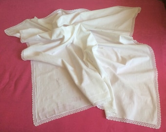 Cotton damask tablecloth / monogrammed
