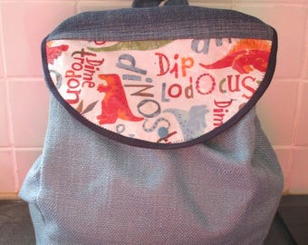 satchel backpack personalized fabric and blue hemp canvas
