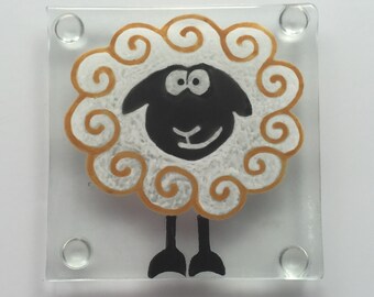 Lovey Lamb Recycled Glass Coasters (pack of four)