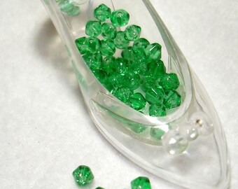 Green Bicone Glass 4mm Beads (Qty 45) - B3507