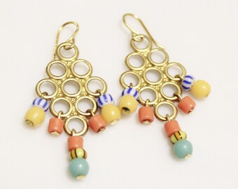 African Beaded Earrings, Colorful Earrings, Trade Bead Jewelry, Unique Gifts Under 30