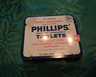 Vintage Phillips Milk of Magnesia Tablets Medicine Tin