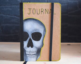 Skull notebook, handmade journal.