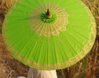 Hand Painted Green Parasol, Green Umbrella, Parasol, Umbrella, Parasols, Umbrellas, Wedding Parasol, Waterproof Parasol, Parasol Umbrella