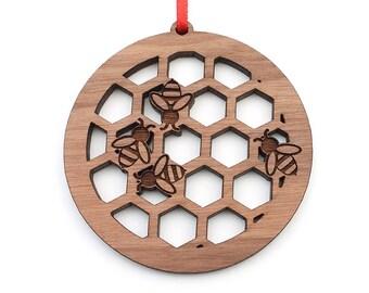Bee Hive Honeycomb Christmas Ornament - Beekeeper Gift for your Honey Bee Christmas Ornament
