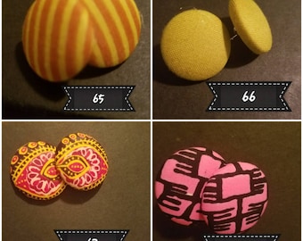 Fabric covered button earrings