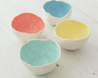 Handmade organic porcelain bowl, coloured bowl, ceramic bowl, pottery bowl, handmade gift, housewarming gift, ceramic tealight bowl, pastels