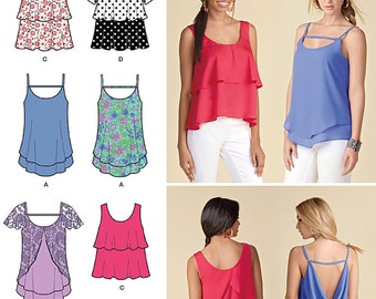 Simplicity 1424, Misses Pullover Tops Sewing Pattern, Easy summer top pattern, size 4-12