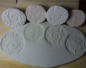 4 Pottery Texture Clay Stamps // Bird stamp // Clay stamp // Set #A19