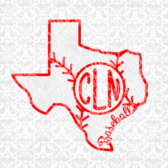 Texas Baseball Monogram Outline State Shape Set SVG STUDIO Ai