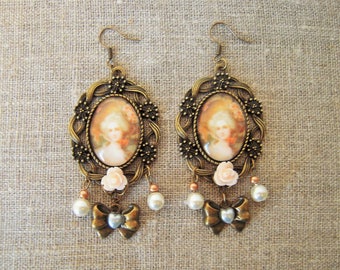 Retro earrings, Locket Marie-Antoinette