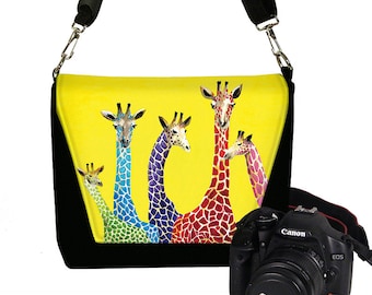 Clara Nilles DSLR Camera Bag Purse Cute Camera Case for Women Zipper Padded Jelly Bean Giraffes yellow purple red blue green pink RTS