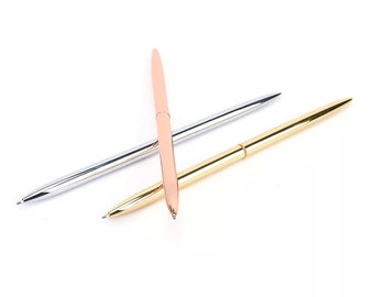 Rose Gold Pen Silver Pen Gold Pen Wedding Pen Guest Book Pen Planner Pen Slim Journal Pen Ink Pen Metal Ballpoint Pen Elegant Pen Desk Pen