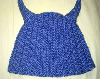 Devil horn hat - blue - Ready to Ship