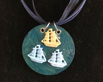 Beside the Sea - Three Ships Necklace