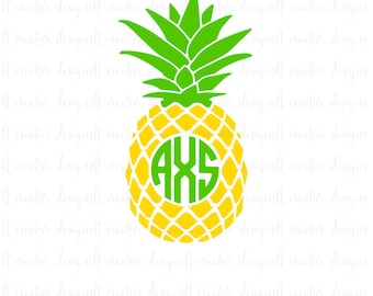 Pineapple Monogram Svg, Pineapple Svg, Pineapple, Circle Monogram Frame, Svg Files, Cricut, Silhouette
