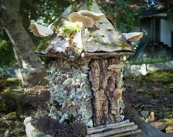 Custom FAIRY HOUSE DEPOSIT-Handmade Art, Lichen,Moss, Pine Shingles, Fairy Garden,Faery, Elven, Entish, Nature, Witch, Hobbit, ooak 20.00US