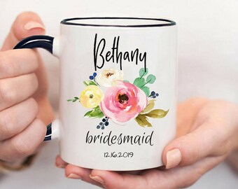 Personalized Bridesmaid Mugs, Custom Bridesmaid Mugs, Custom Maid Of Honor Mug, Custom Bridal Party Mug, Maid of Honor Mug