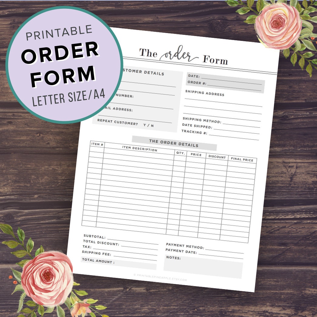templates for pages order form templates for pages order form
