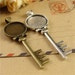 20 Pendant trays- Alloy Key Pendant W/ 18mm Round Bezel Setting Wholesale, Antique Bronze/ Antique Silver available- HA3798
