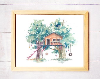 Treehouse Series 15 Watercolor Art Print - Digital Download