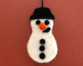 Needle Felted Snowman Ornament, Needle Felted Snowman Decoration, Needle Felted Snowman