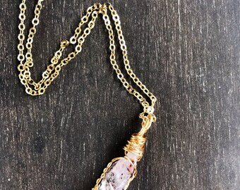 Gold Wire-Wrapped Citrine Necklace