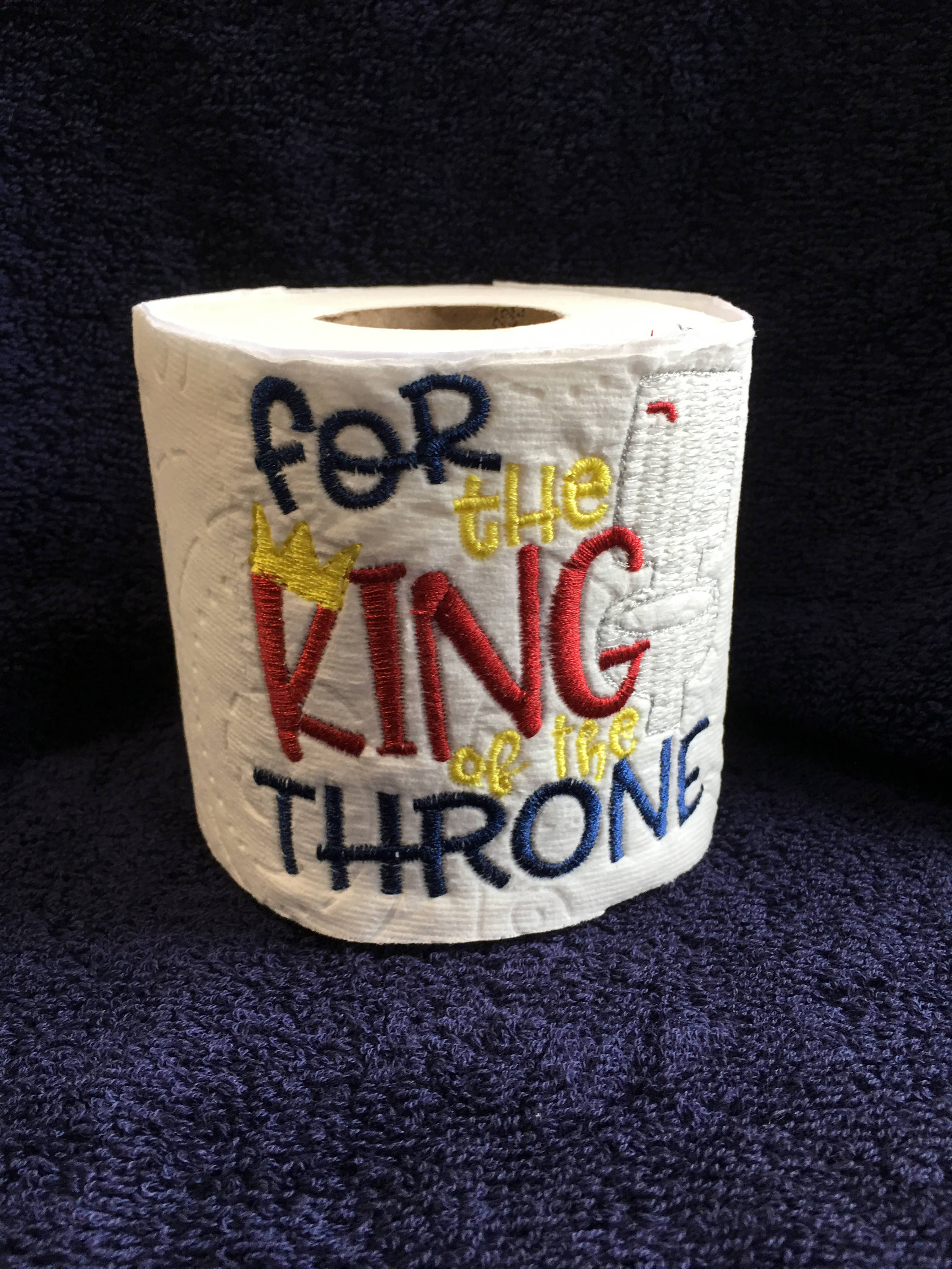 King of the Throne Embroidered Toilet Paper Gag Gift